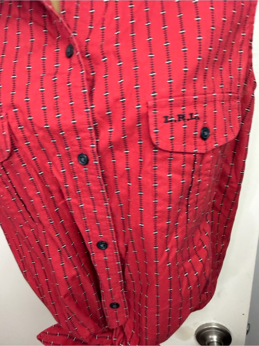 Lauren Ralph Lauren Red Vintage Button Front Printed Western Inspired Top 16 - Picture 11 of 16